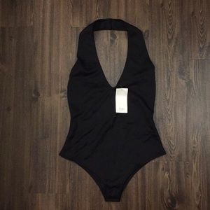 Black halter bodysuit